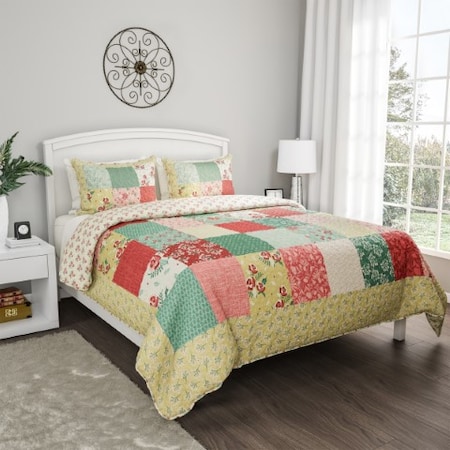 Hastings Home Full/Queen Floral Patchwork Quilt Set